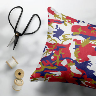 4th of July, Independence day, Camouflage Gold Decorative Cushion