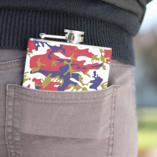 4th of July, Independence day, Camouflage Gold Hip Flask