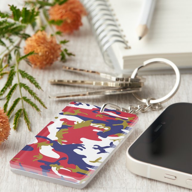 4th of July, Independence day, Camouflage Gold Key Ring (Front Right)