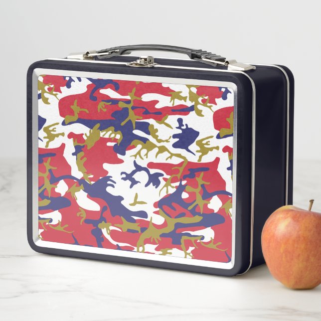 4th of July, Independence day, Camouflage Gold Metal Lunch Box (In Situ)