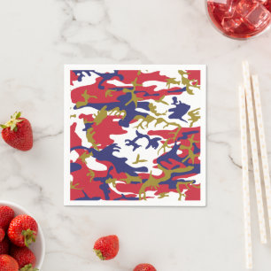 4th of July, Independence day, Camouflage Gold Napkin