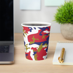 4th of July, Independence day, Camouflage Gold Paper Cups