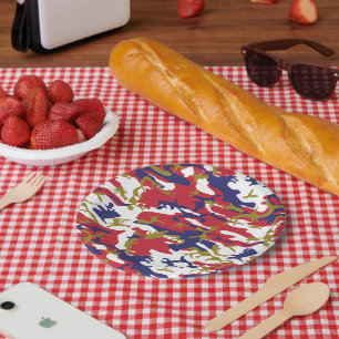 4th of July, Independence day, Camouflage Gold Paper Plate