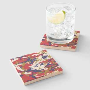 4th of July, Independence day, Camouflage Gold Stone Coaster