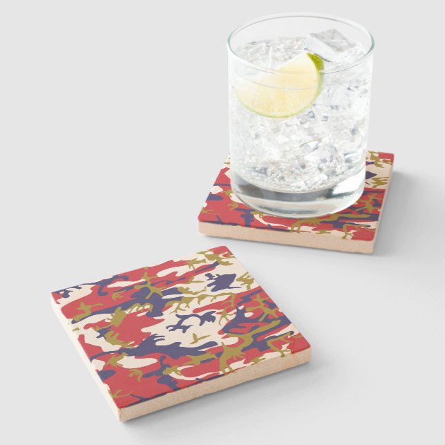 4th of July, Independence day, Camouflage Gold Stone Coaster (Side)