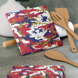 4th of July, Independence day, Camouflage Gold Tile