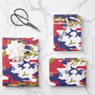 4th of July, Independence day, Camouflage Gold Wrapping Paper Sheet