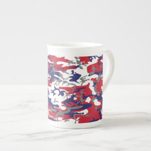 4th of July, Independence day, Camouflage Grey Bone China Mug