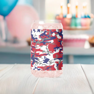4th of July, Independence day, Camouflage Grey Can Glass