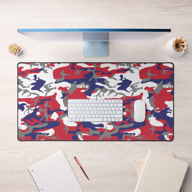 4th of July, Independence day, Camouflage Grey Desk Mat (Office 1)