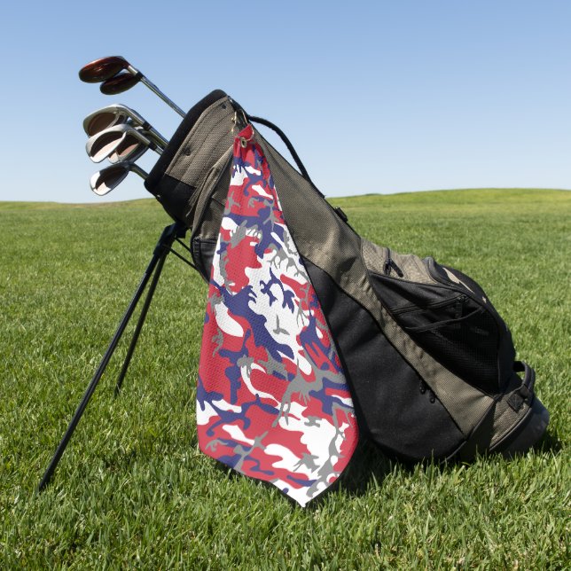 4th of July, Independence day, Camouflage Grey Golf Towel (Green)