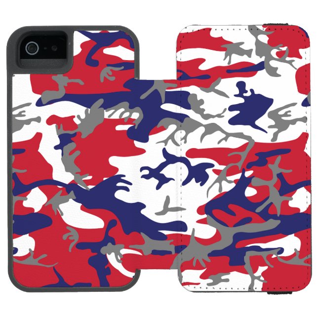 4th of July, Independence day, Camouflage Grey Incipio iPhone Wallet Case (Folio Open)