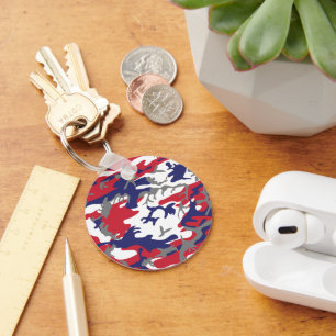 4th of July, Independence day, Camouflage Grey Key Ring