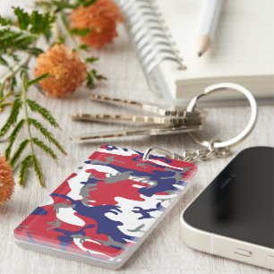 4th of July, Independence day, Camouflage Grey Key Ring