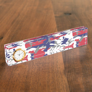 4th of July, Independence day, Camouflage Grey Nameplate