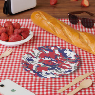 4th of July, Independence day, Camouflage Grey Paper Plate