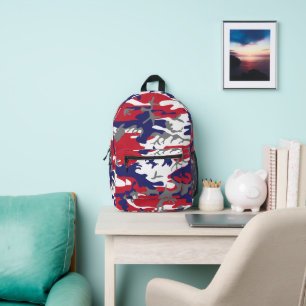 4th of July, Independence day, Camouflage Grey Printed Backpack