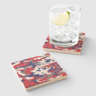4th of July, Independence day, Camouflage Grey Stone Coaster