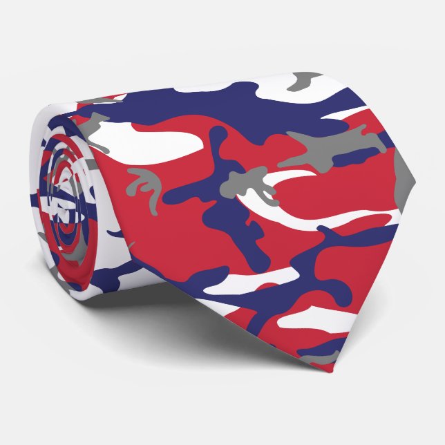 4th of July, Independence day, Camouflage Grey Tie (Rolled)