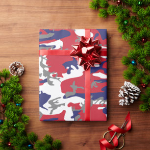 4th of July, Independence day, Camouflage Grey Wrapping Paper