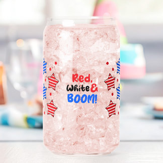 4th of July Independence Day Can Glass