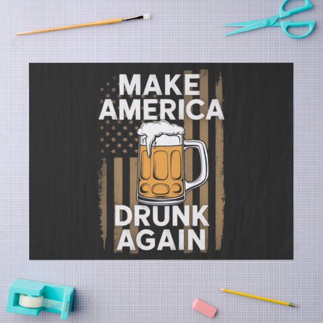 4th of July Independence Day Drinking Beer Tissue Paper (Craft)