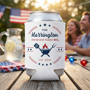 4th of July Independence Day Family BBQ 1 Side Can Cooler