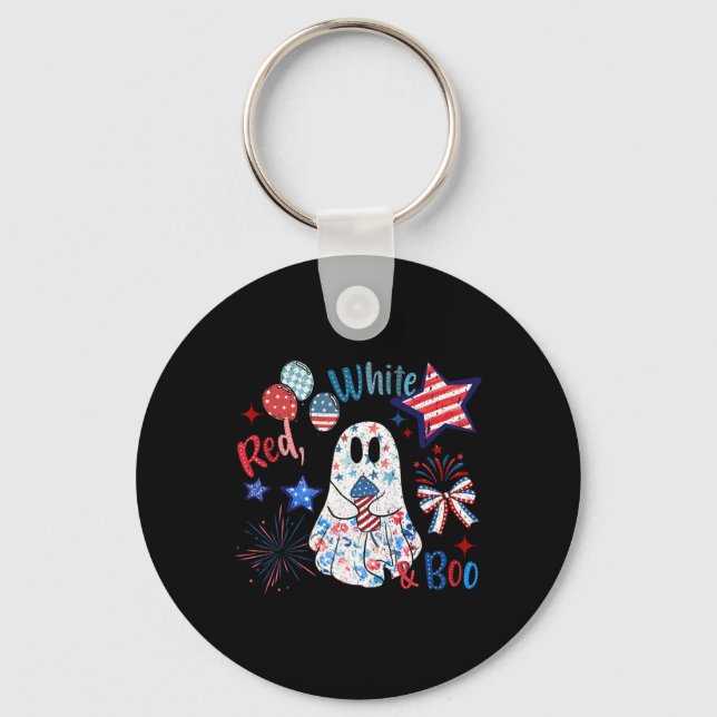 4th Of July Independence Day Funny Patriotic Spook Key Ring (Front)