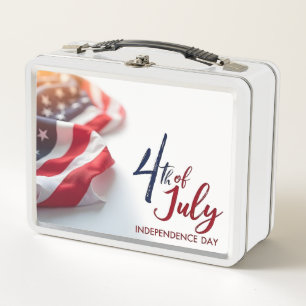 4th of July Independence Day Patriotic Design Metal Lunch Box