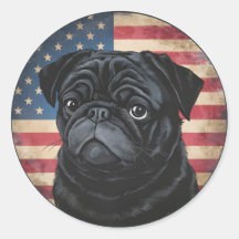 4th of July Independence Day Patriotic Pug Sticker