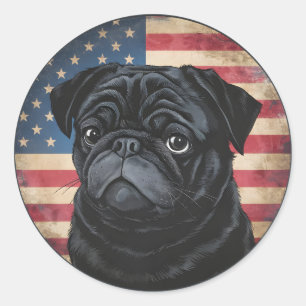 4th of July Independence Day Patriotic Pug Sticker