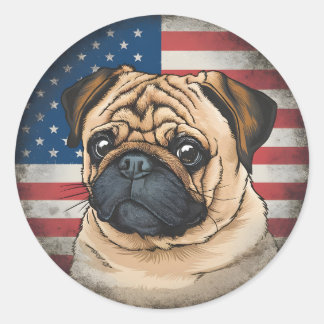 4th of July Independence Day Patriotic Pug Sticker