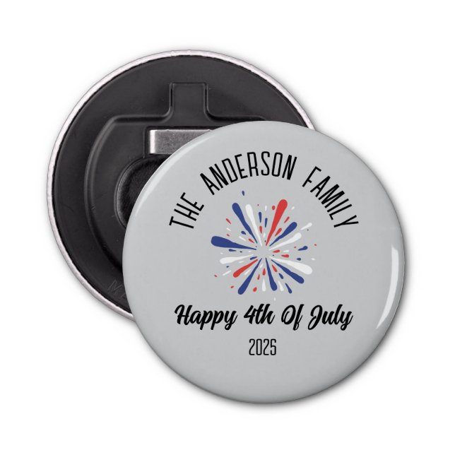 4th of July Independence Day Personalised Name Bottle Opener (Front)