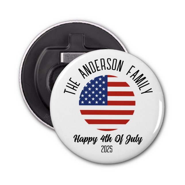 4th of July Independence Day Personalised Name Bottle Opener (Front)