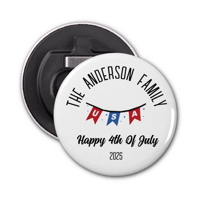 4th of July Independence Day Personalised Name Bottle Opener (Front)