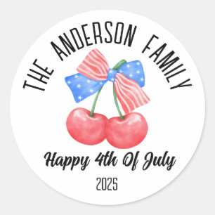 4th of July Independence Day Personalised Name Classic Round Sticker