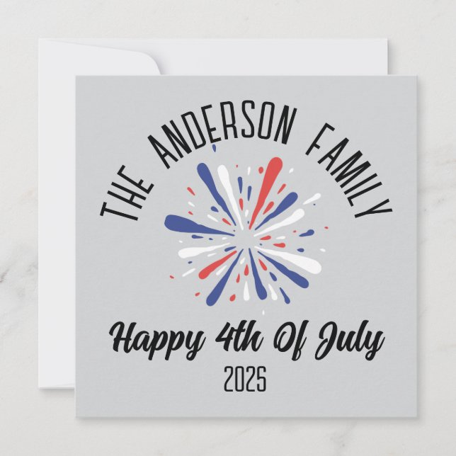 4th of July Independence Day Personalised Name Holiday Card (Front)