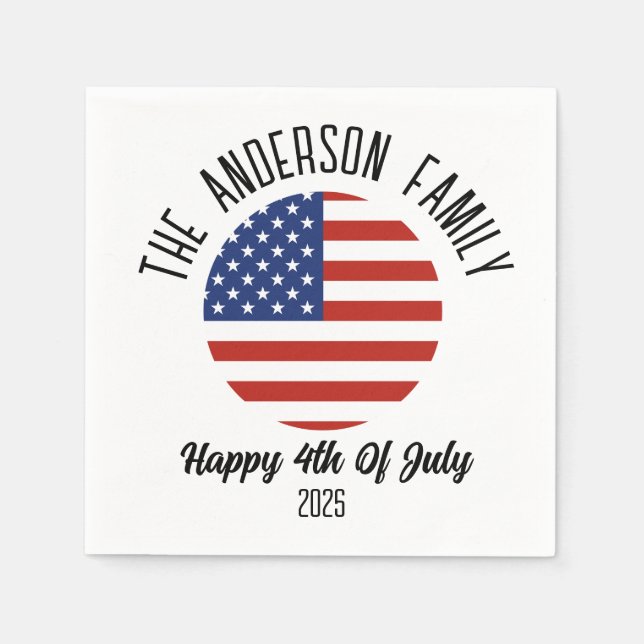 4th of July Independence Day Personalised Name Napkin (Front)