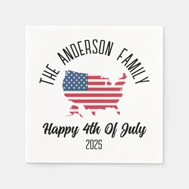 4th of July Independence Day Personalised Name Napkin (Front)