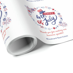4th of July Independence Day Real Estate Custom  Wrapping Paper