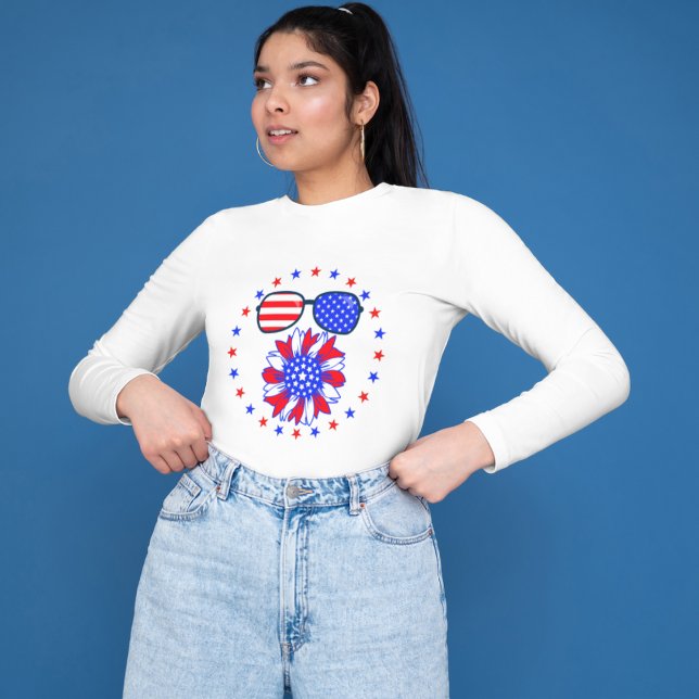 4th Of July Independence Day Red Blue White T-Shirt (Elegant)