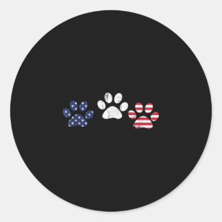4th Of July Independence Day Red White Blue Paw Pr Classic Round Sticker