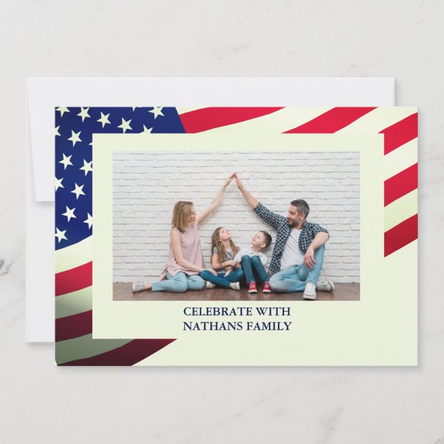 4th of July Independence Day Red White Blue Photo Holiday Card (Front)