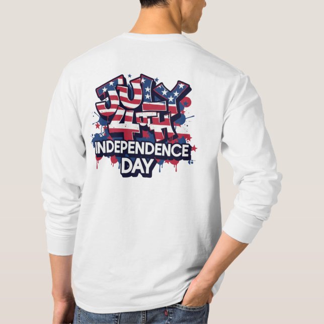4th of July Independence Day Splash Long Sleeve T-Shirt (Back)