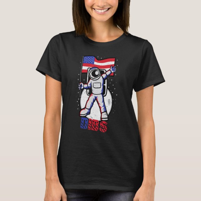 4th Of July Independence Day Us Flag Astronaut Dib T-Shirt (Front)