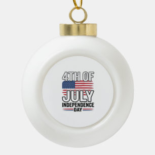 4th of July Independence Day Vintage Shirt Design_ Ceramic Ball Christmas Ornament