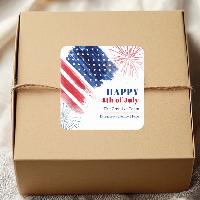 4th of July Independence Holiday Business Square Sticker (4th of July Summer Holidays Independence Day Square Sticker)
