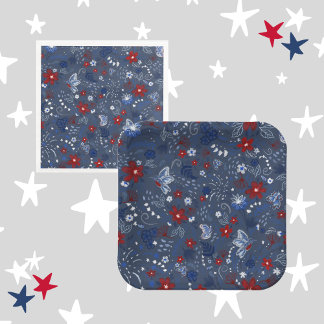 4th of July, Independence Patriotic Red White Blue Napkin