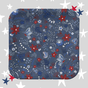 4th of July, Independence Patriotic Red White Blue Paper Plate