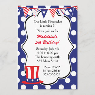 4th of July Invitation Kids Birthday Party
